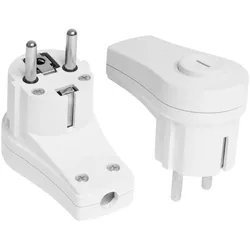 Winkelstecker mit Schalter und Beleuchtung 230V 16A Uni-Schuko weiß W-99919