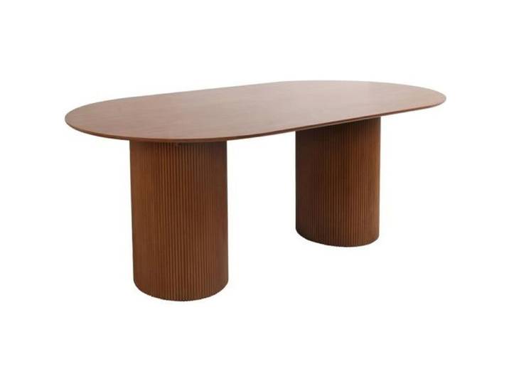 sweeek - Table à manger oblongue décor bois sculpté 4-6 places FARO