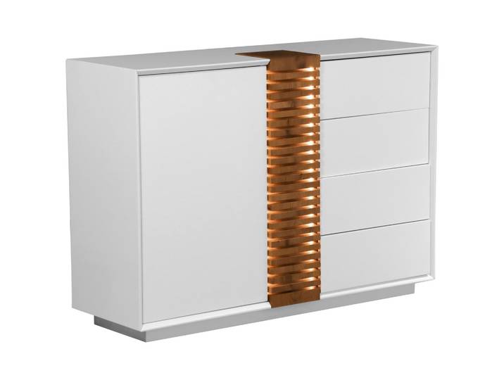 Sideboard GIOVANNI 120/85,5/40 cm Weiss, Eichefarben