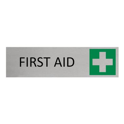 CombiCraft Aluminium Türschild First Aid 165x45mm mit 3M-Tape zur Befestigung, einfache Kennzeichnung von Räumen und Bereichen