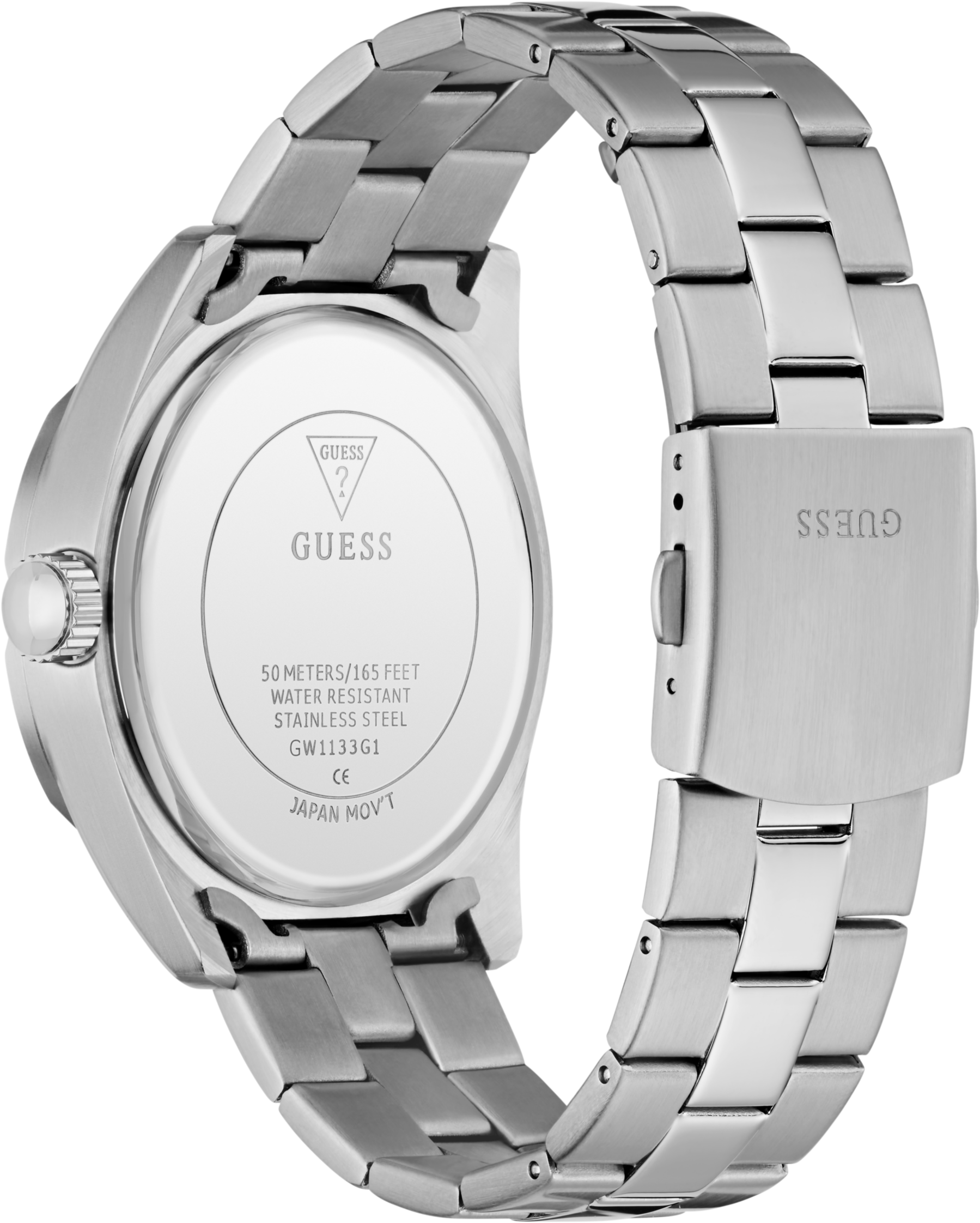 Multifunktionsuhr GUESS "ROCCO", silberfarben, schwarz, Armbanduhren, Herren, silberfarben, Multifunktionsuhr, Quarzuhr, Armbanduhr, Herrenuhr, Edelstahlarmband, analog, Tag