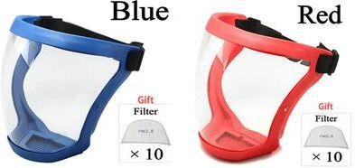 Perfect Picks Market ClearGuard Full Face Shield Mask Anti Fog Reusable Splash Protection blue Red