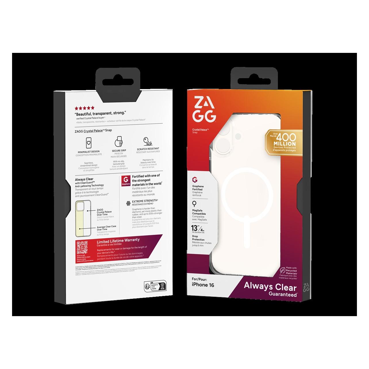 Zagg Back panel cover Protection Bundle for iPhone 16: Case with MagSafe and Screen Protector (Apple iPhone 16) (ZAGG)