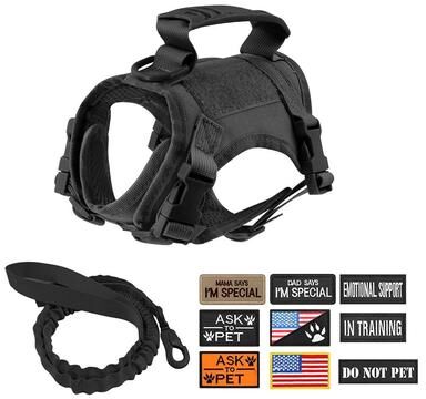 Uplift Essentials Tactical Cat Harness Leash Set With Patches And Handle black
