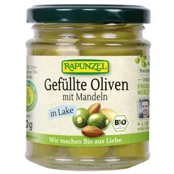 Rapunzel Oliven grün, gefüllt mit Mandeln in Lake bio