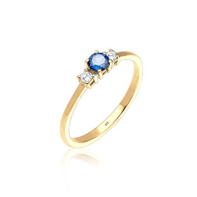 Silberring ELLI "Ring Verlobungsring Zirkonia Saphirblau 925 Silber" Gr. 58, gold, Fingerringe, Damen, 58, Silber 925 (Sterlingsilber), Silberring