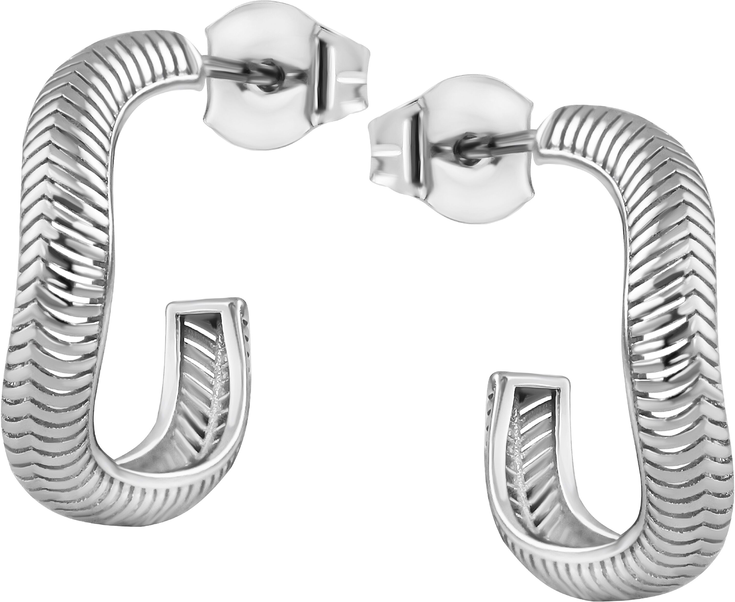 Paar Creolen FIRETTI "Schmuck Geschenk Silber 925 Ohrschmuck Ohrringe Schlangenketten-Optik", silberfarben, Ohrringe, Damen, 18,7mm, Silber 925 (Sterlingsilber)