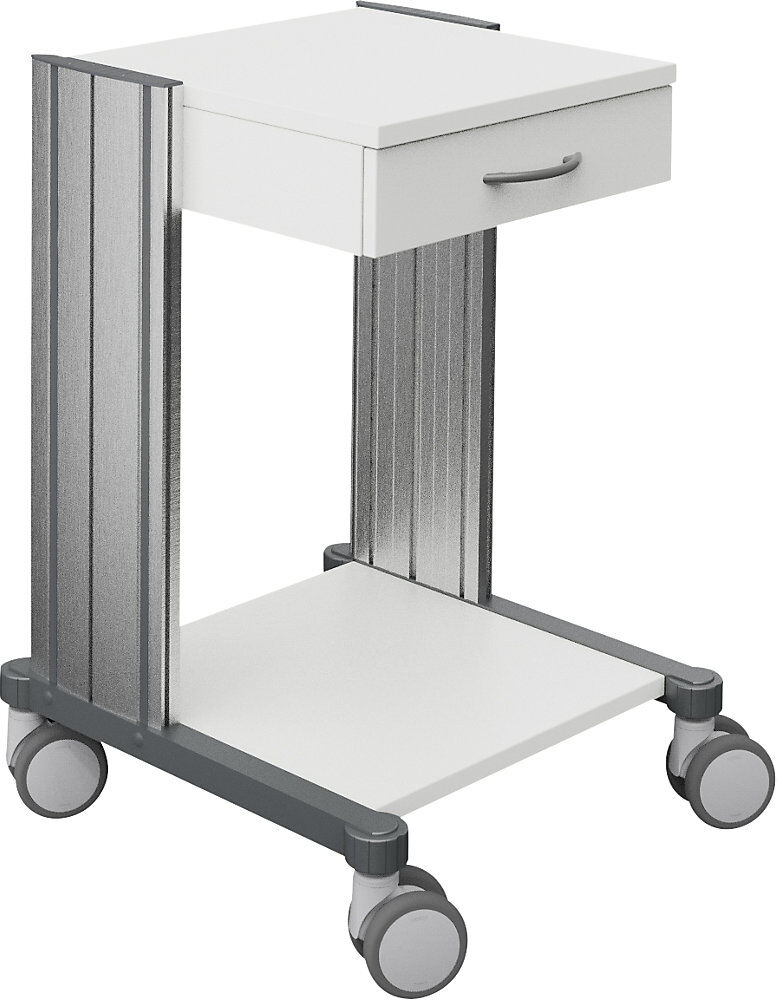 kaiserkraft Medizinischer Gerätewagen swingo, LxB 559 x 545 mm, Höhe 806 mm, 2 Etagen