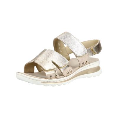 Riemchensandale ARA "Ara Sandalen Leder", Damen, Gr. 39, silber (sand), Leder, Schuhe Riemchensandale