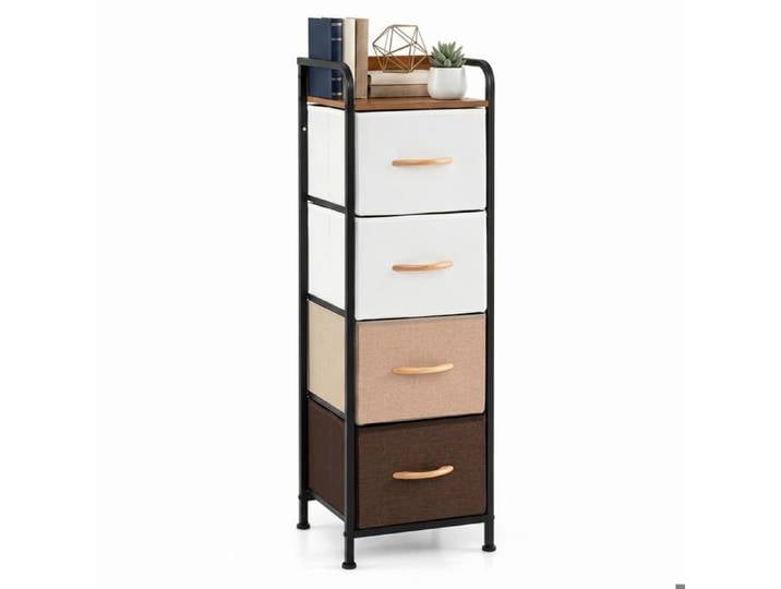 Organisation du Linge Quotidien Commode Chiffonnier 4 Tiroirs Structure Métallique Rebords Antichute