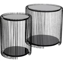 KARE DESIGN Beistelltisch Wire Double 87441 2er Set Glas Schwarz