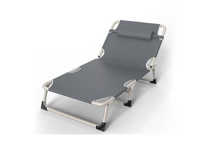Xumh2024-3 Klappbett Verstärktes tragbares Einzelbett for zu Hause, einfaches Klappbett for EIN Nickerchen im Büro for Erwachsene, for den Außenbereich(Grigio)