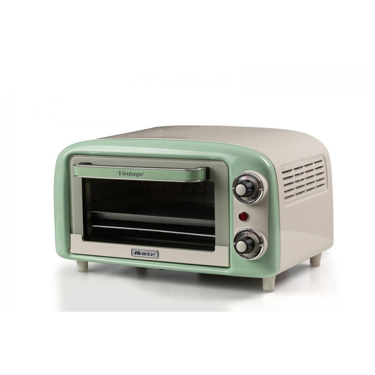 Ariete Mini-Backofen Vintage Green (weiß/hellgrün, 800 Watt, 10 Liter)