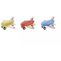 Aufziehbares Holzflugzeug - 9 cm, verschiedene Typen