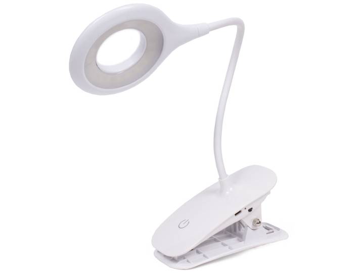 Schreibtischlampe, weiss, 3 W, Bürolampe, mit Klemme
