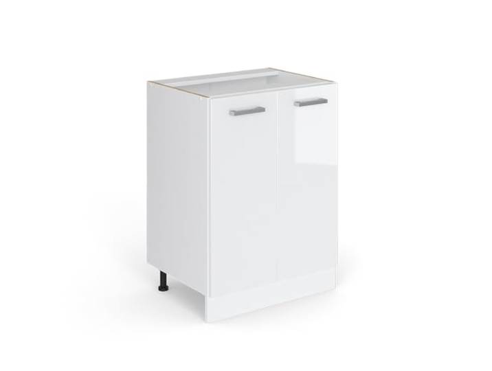 Vicco Unterschrank R-Line, Weiß Hochglanz, 60 cm mit Türen, ohne Arbeitsplatte, zur Aufbewahrung von Haushaltsutensilien und Reinigungsmitteln