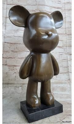 Bronzhaus Vintage Mickey Mouse Bronze Figurine, Collectible Walt Disney Character Sculpture