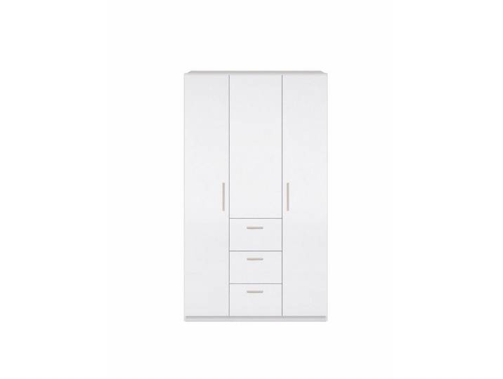 FORES HABITAT Kleiderschrank 3 Türen, Kleiderstange, Böden, Weiß glänzend - 117x203x52 (BxHxT)
