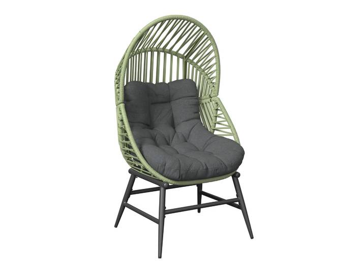 Ambia Garden Loungesessel, Anthrazit, Grau, Hellgrün, Metall, Kunststoff, Textil, Füllung: Polyester, rund, 89x148.5x90 cm, Gartenmöbel, Loungemöbel, Lounge-Serien