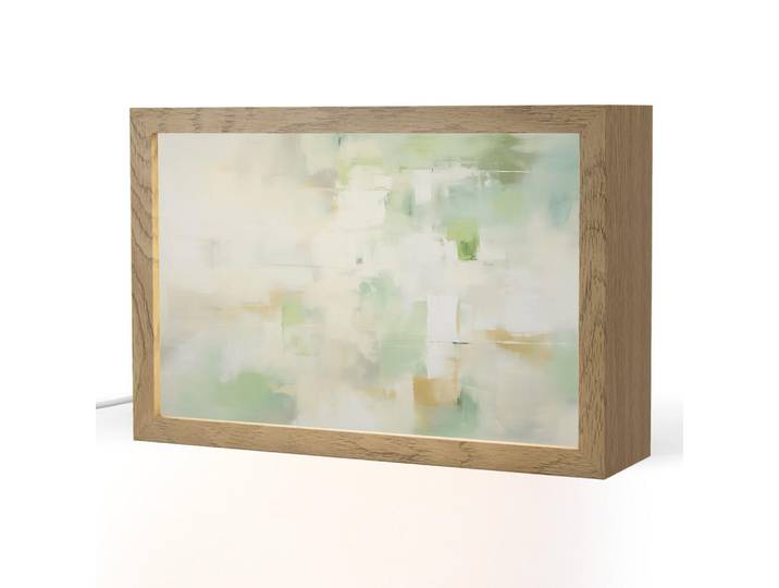 OnlyWow Tischleuchte - Abstrakt - Kunst - Weiß - Grün - Modern - 30x20 cm, Blau, Holzwerkstoff, Rechteckig, LED integriert, 30x20x8 cm, Lampen & Leuchten, Innenbeleuchtung, Tischlampen