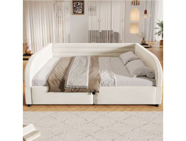 lit adulte 140x200 coffre rangement LED flanelle blanc structure rembourrée plateforme chambre moderne gain de place Grjofek