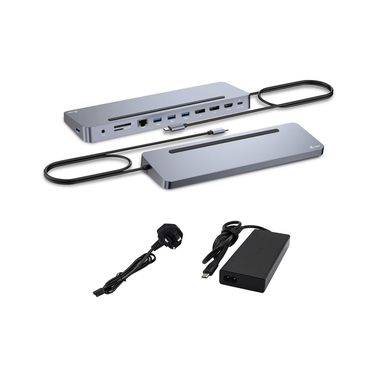 I-TEC USB-C Metal Ergonomic 4K 3x Display Docking Station with PD 100 W + i-tec Universal Charger 100W bundle