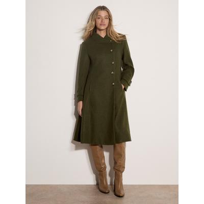 Wolljacke APRICOT "Utility-Mantel", Damen, Gr. 8, grün (khaki), gewebt, , Modisch, normal Lang, Jacken, mit zierenden Knöpfen
