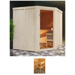 Sauna KARIBU "Kotka", beige (natur), (ohne Ofen), Saunen