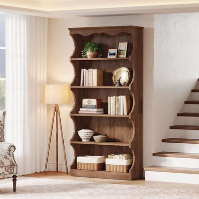 Bluebell 70-Inch Tall 5-Tier Bookcase with Curved-Edge Design