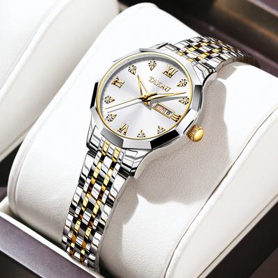 Youfap Market Elegant Original Luxury Ladies Quartz Wristwatch, Fashion Golden Watch For Women, Waterproof Stainless Steel Watch gold White2