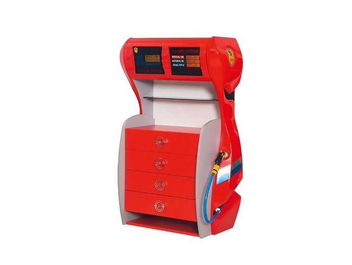 JVmoebel Kommode Tankstellen-Schubladen aus Holz in Rot für das Kinderzimmer (1 St., Kommode), Made in Europa