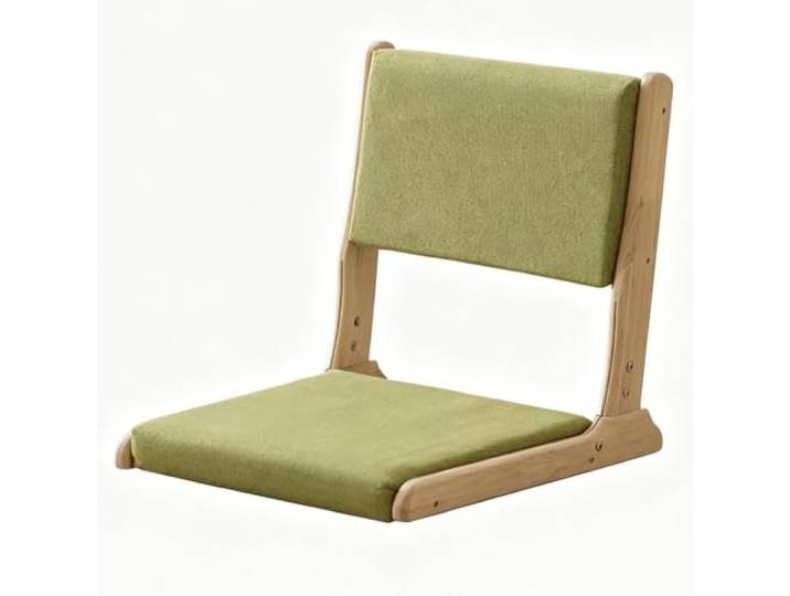 Tragbarer Japanischer Beinloser Stuhl Holz Faules Sofa,mit Rückenlehne Erkerfenster Balkon Wohnzimmerstuh,Wohnzimmerstuhl Bodensitz,Suitable for living rooms, balconies, and offices.(Green)