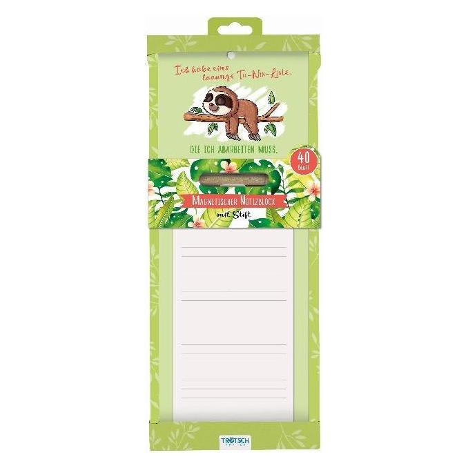 Trötsch Notizblock mit Stift und Magnet Faultier mehrfarbig (80586N)