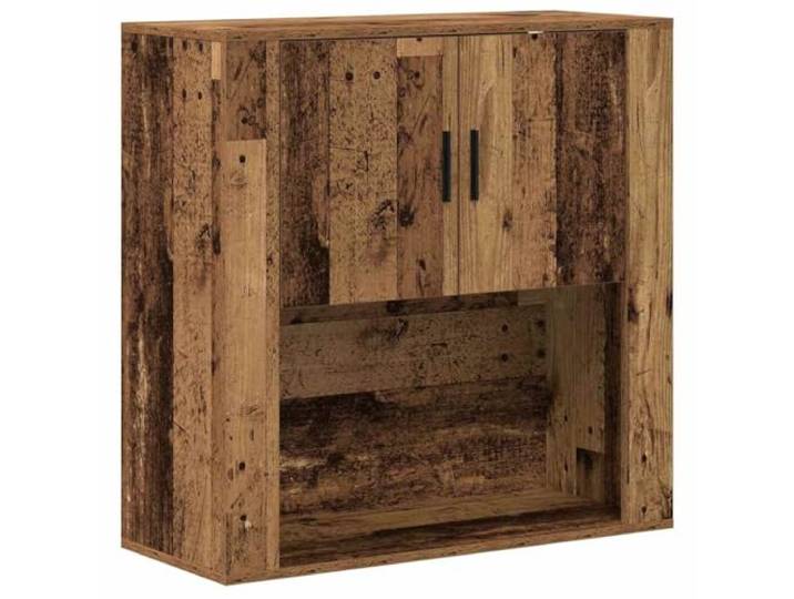 Wandschrank mit Ablage und Tür Altholz 80 x 33 x 80 cm Spanplatte, Wandmontage, Stangenhalterung, für Wohn- und Esszimmer, einfache Reinigung