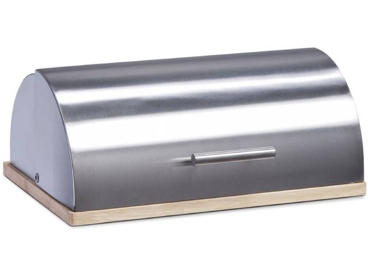 Zeller Broodtrommel - luxe - hout met zilveren klep/deksel - 39x27x16 cm - brooddoos