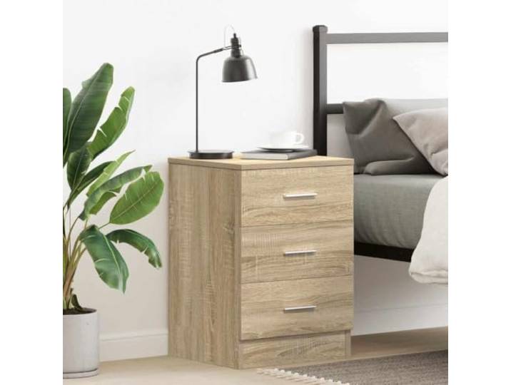 HEFZGDB Nachttisch Sonoma Eiche 38x35x56 cm Holzwerkstoff mit 3 Schubladen Stauraum Möbelstück Nachtschrank