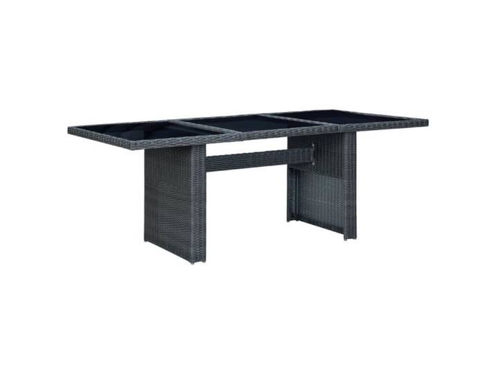 oVsky Table de jardin Gris foncé Résine tressée et verre trempé