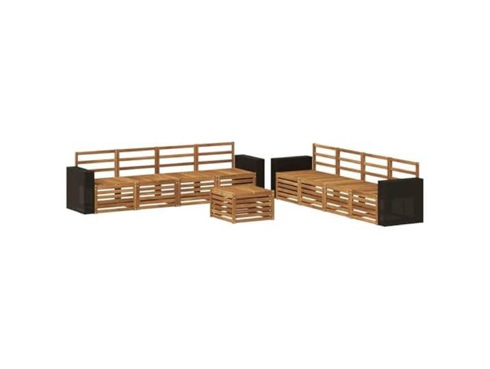 PUGYNBK Ecksofa für den Außenbereich, 9-teilig, Akazienholz Wetterfest, Lamellen-Design, flache Armlehnen, einfache Reinigung