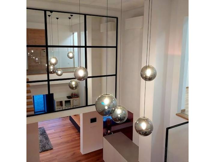 s.luce Orb Glaskugel Galerieleuchte 5m Abhängung Schwarz Galerielampe Hängelampe Orb/Farbverlauf, Farbe:Weiß, Größe:Ø 30cm