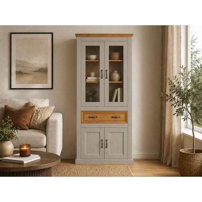 Vitrine OTTO HOME "Selma", grau (grau, gebeizt), Schränke, Vitrine, Höhe 180 cm (2-trg.)