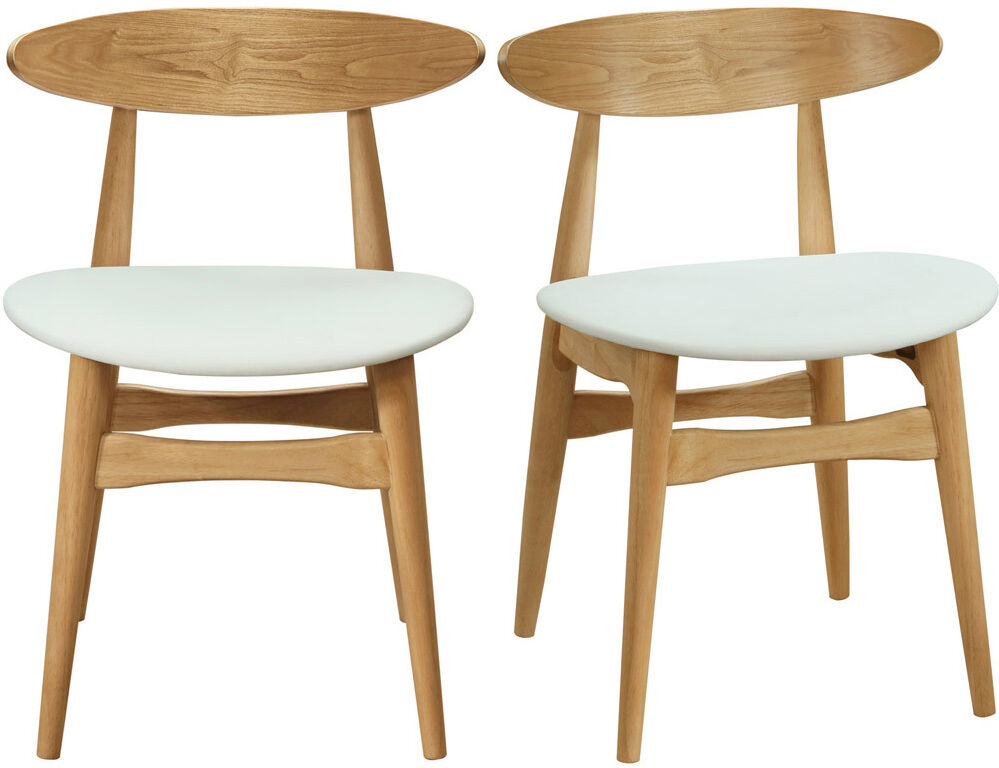 Miliboo Stühle skandinavisch helles Holz Weiß (2er-Set) WALFORD