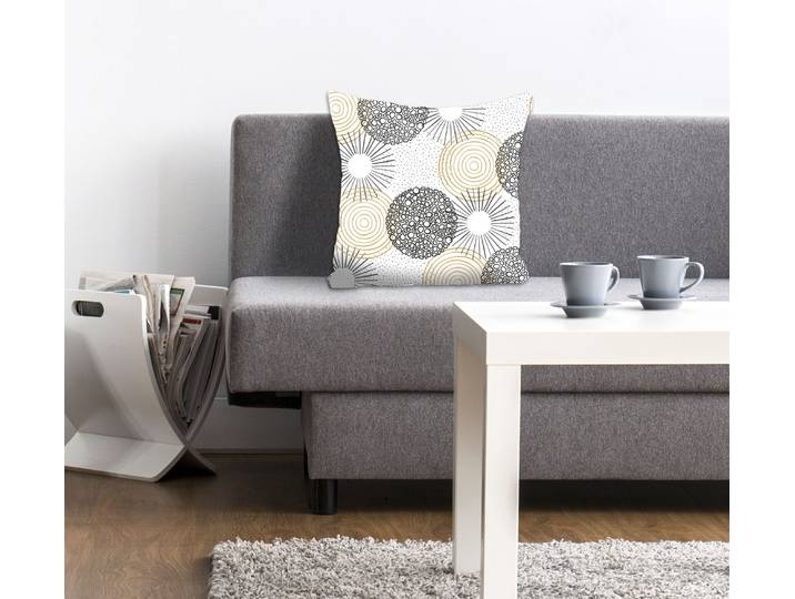 Dekokissen QUEENCE Katja , bunt (braun, altgoldfarben, grau, bedruckt), B:40cm L:40cm, Polyester, Dekokissen_Sitzkissen_Kissenhüllen, Dekokissen, Kissenhülle,Formen,Muster,Weiss,Geometrisch,Minimalistisch,Modern