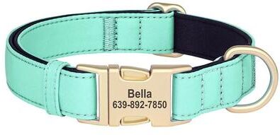 Uplift Essentials Personalized Waterproof Dog Collar High Tensile Padded Nylon Necklace With Laser Engraved Safety Identification green s