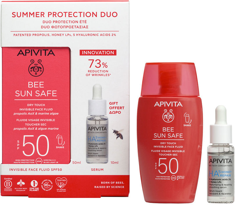 Apivita Bee Sun Safe Fluide Visage À Toucher Sec SPF50 (LOT De 2)