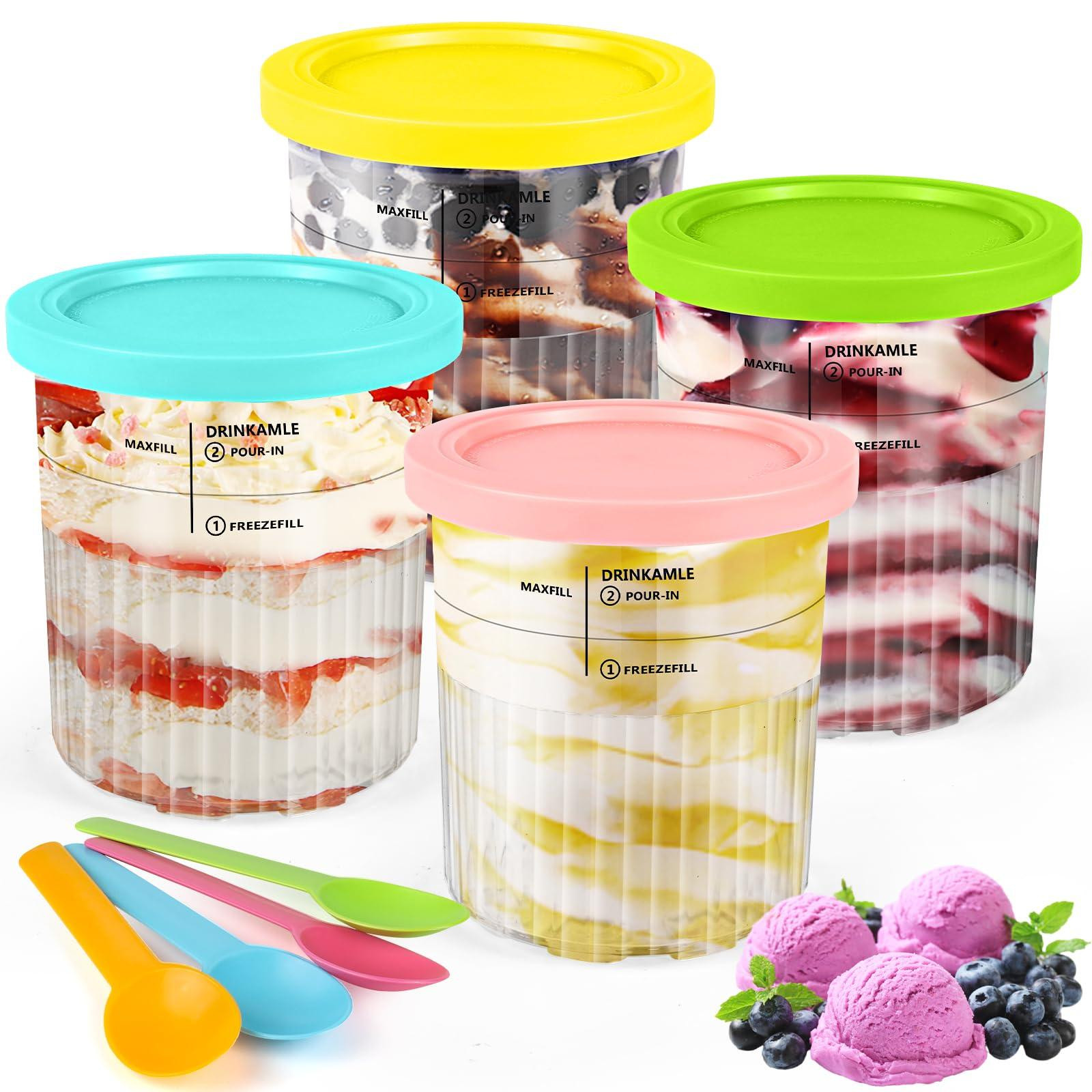 Selius Reservoir voor 4 Creami Deluxe containers en accessoires met lepel voor ijsmachine NC500EU
