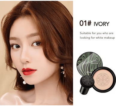 Uplift Curations Ocheal BB Cream Air Cushion Compact   Makeup Foundation & Concealer With Mushroom Head Puff 01 Ivory