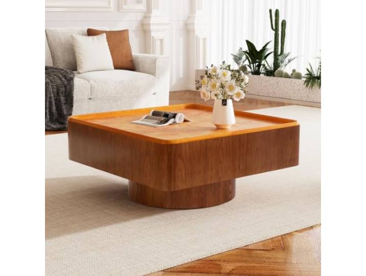 Quadratischer Couchtisch Für Das Wohnzimmer, Wohnzimmertisch Im Modern Geräumige Tischplatte, Robuste Beine, Holzmaserungs-Optik, Pflegeleichte Oberfläche; Ideal Für Kleine Räume, Apartments