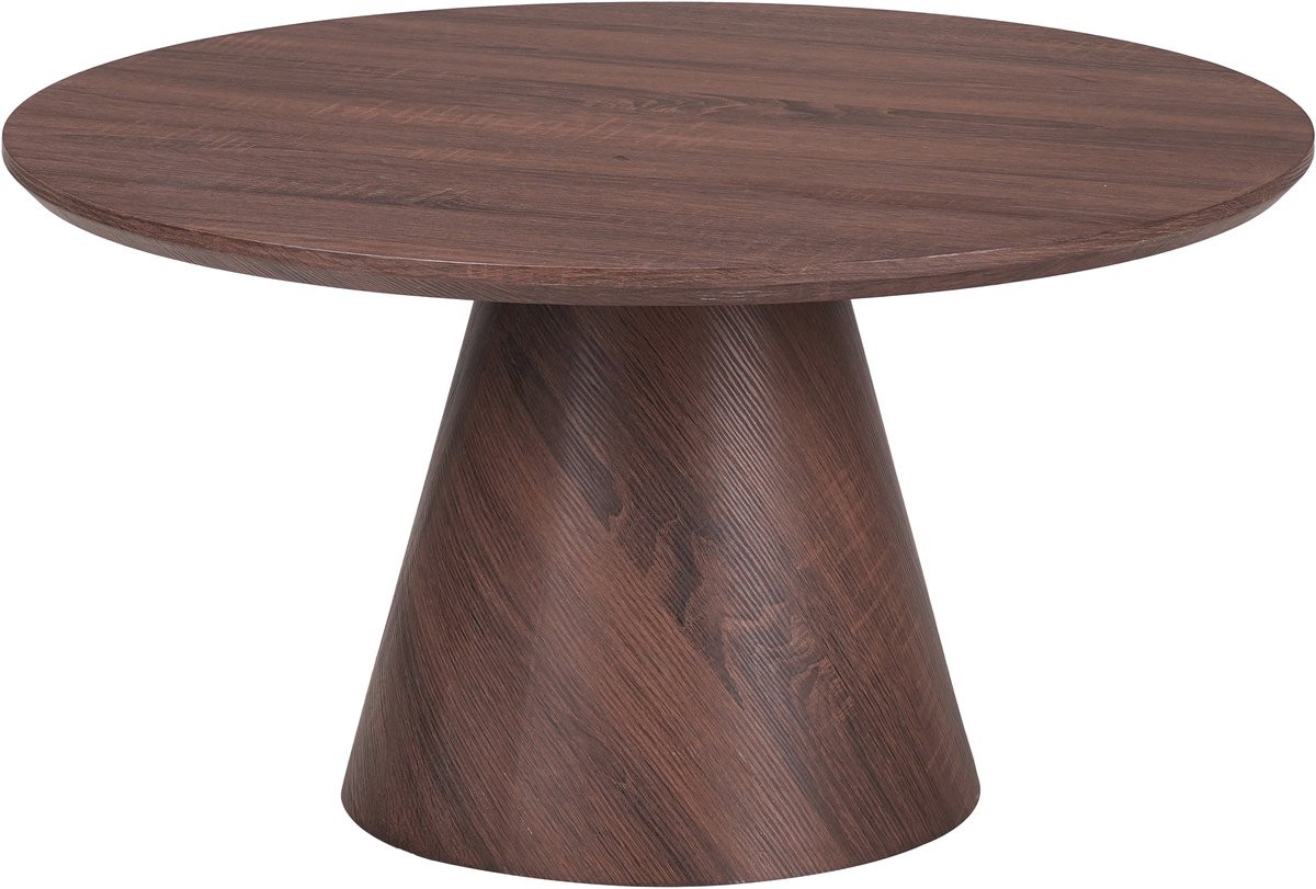 Salontafel Manon rond - Donker walnoot hout effect - Japandi stijl - Diameter: 80 cm