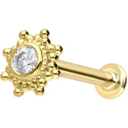14 Karat Gold Labret mit Push Fit MOISSANIT-SONNE