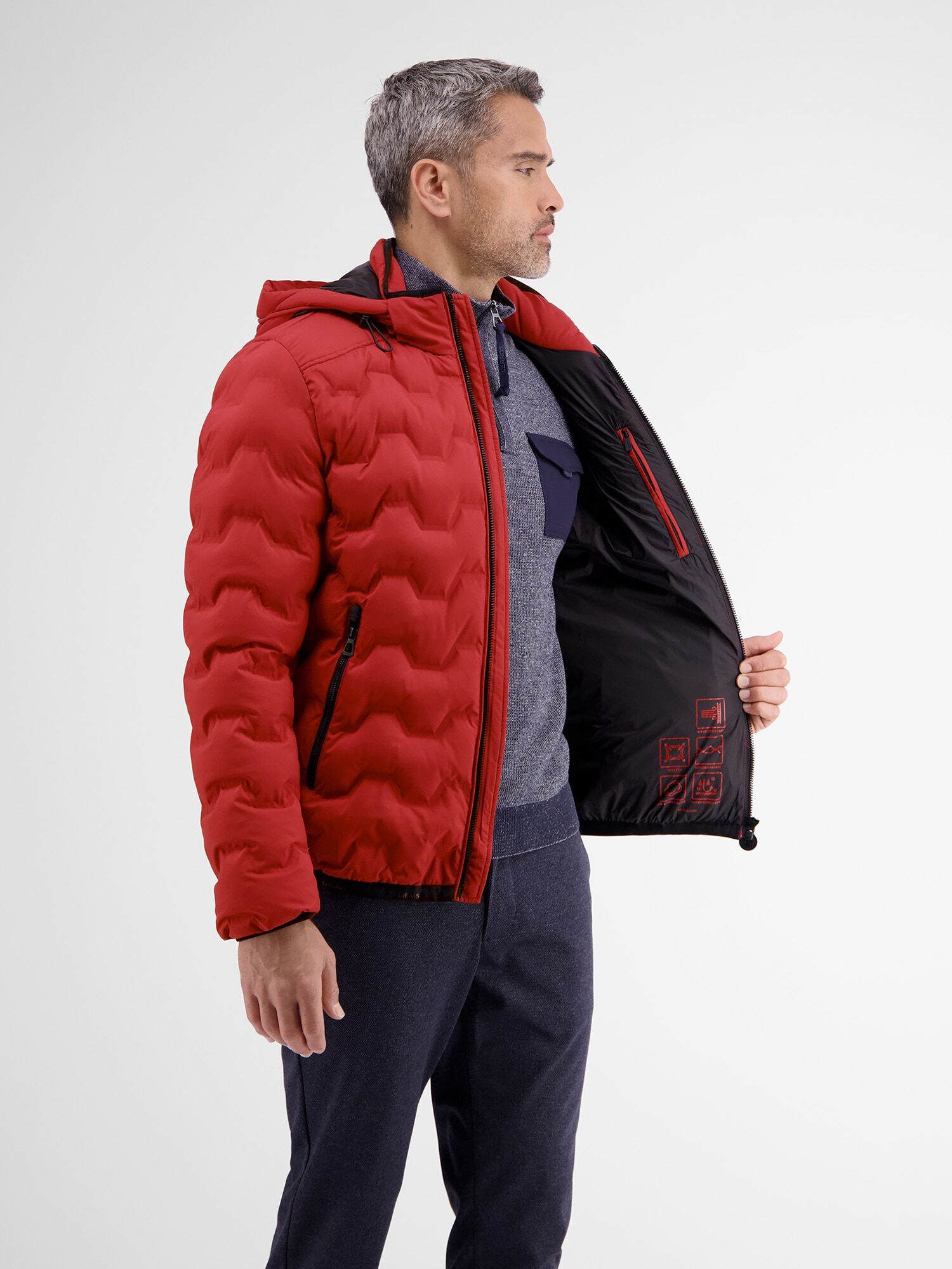 Outdoorjacke LERROS "Leichter Kapuzen-Blouson", Herren, Gr. XL, rot (indian rot), 100% Polyester, Jacken Outdoorjacke indian rot XL